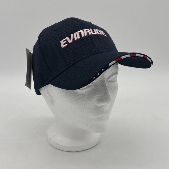 Evinrude E-Tec BRP Baseball Hat Cap Red White Blue Adjustable NWT USA Flag Brim - Picture 2 of 10